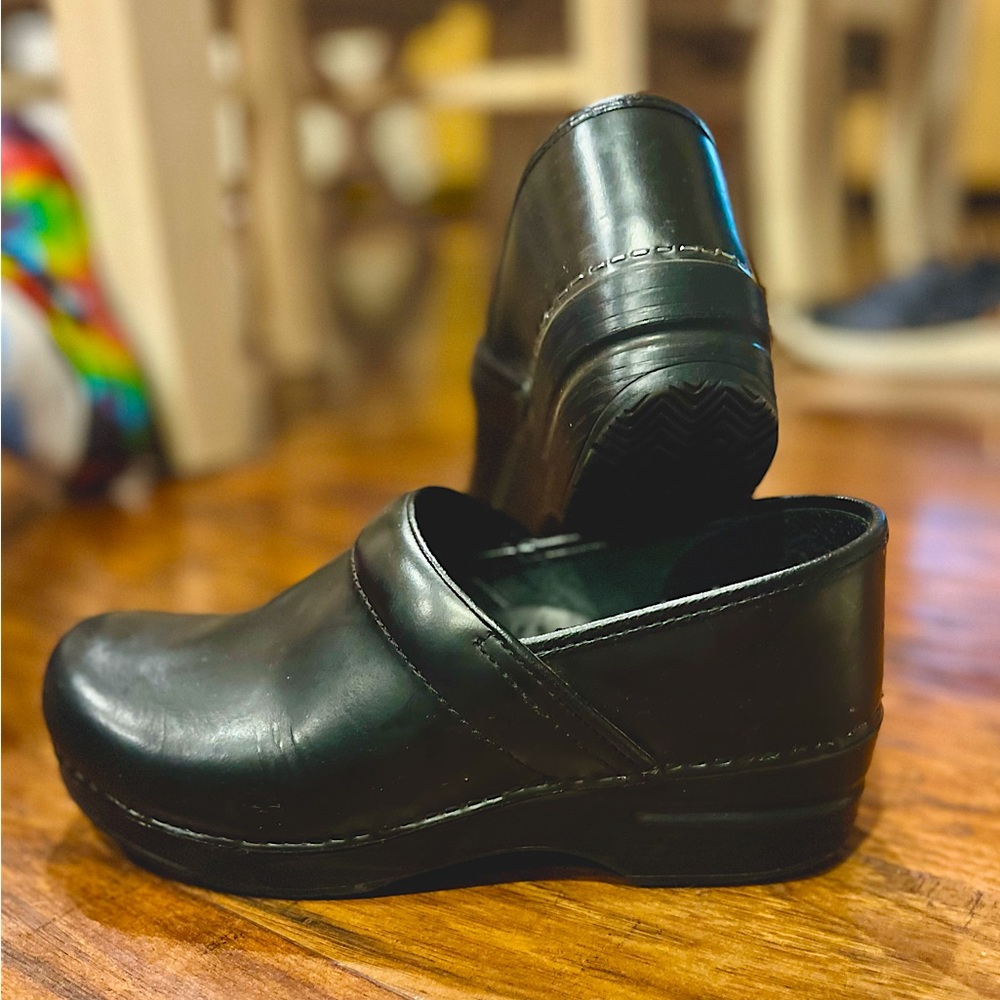 Dansko Black Professional Leather Clogs Shoes 38